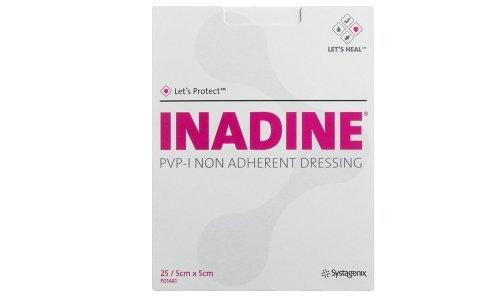 Systagenix Inadine Iodine Non-Adherent Dressings 5cm x 5cm (x25) by Systagenix