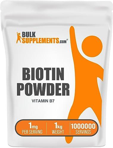 BulkSupplements BulkSupplements.com Pure Biotin Powder - as Vitamin B7, Biotin Supplement, Biotin Vitamins for Hair, Skin and Nails - Gluten Free, 1mg per Serving, 1kg (2.2 lbs) (Pack of 1)
