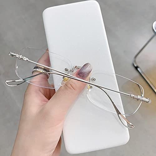 WEBUP WEBUP 2.0 Rimless Computer Reading Glasses Mens Reading Glasses Ultralight Frameless Glasses Men Blue Light Blocking Eyewear (Color : Silver, Size : Diopter+2.5)