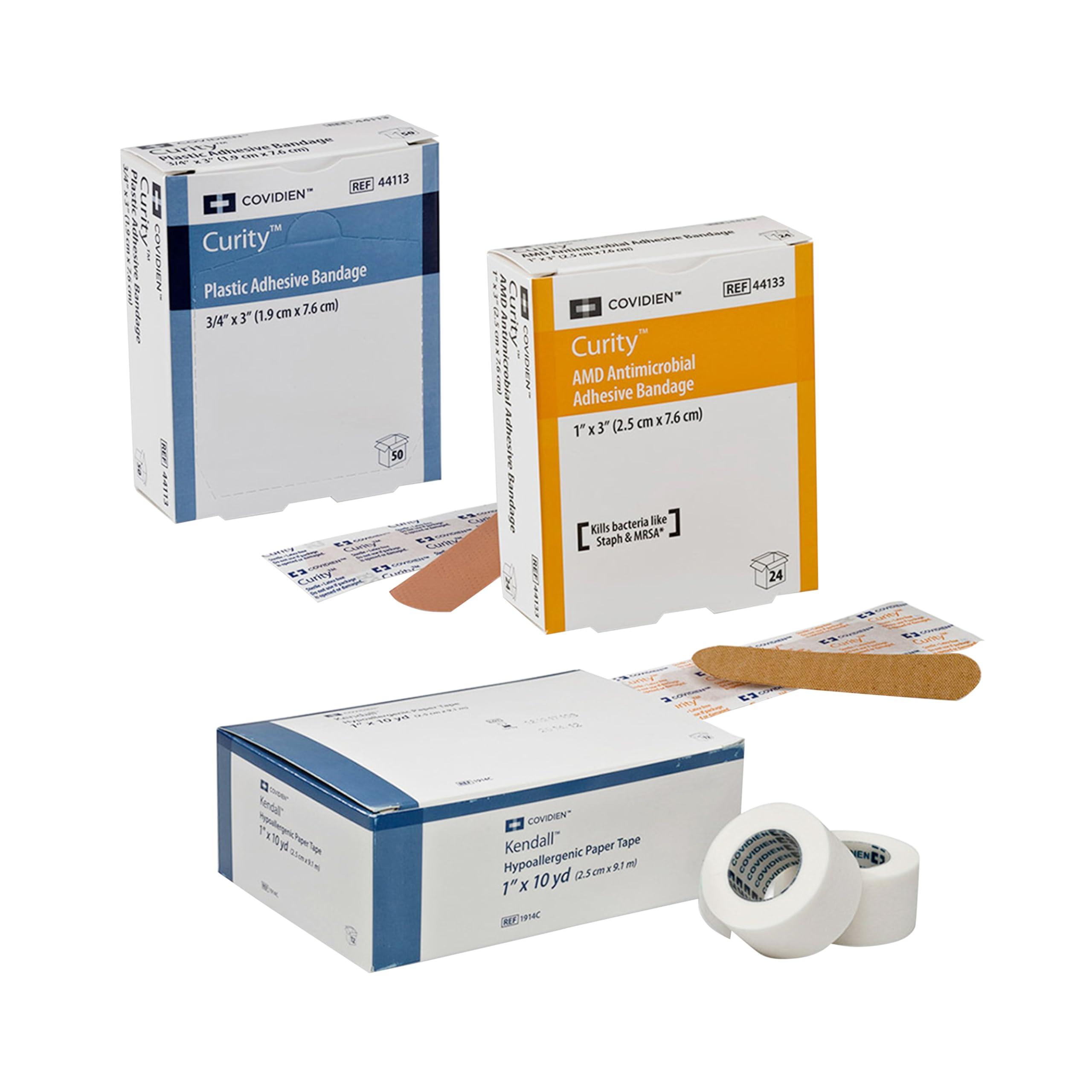 Cardinal Health Curity Sensitive Skin Adhesive Bandage, 1 x 3IN, Case of 24 Boxes of 50