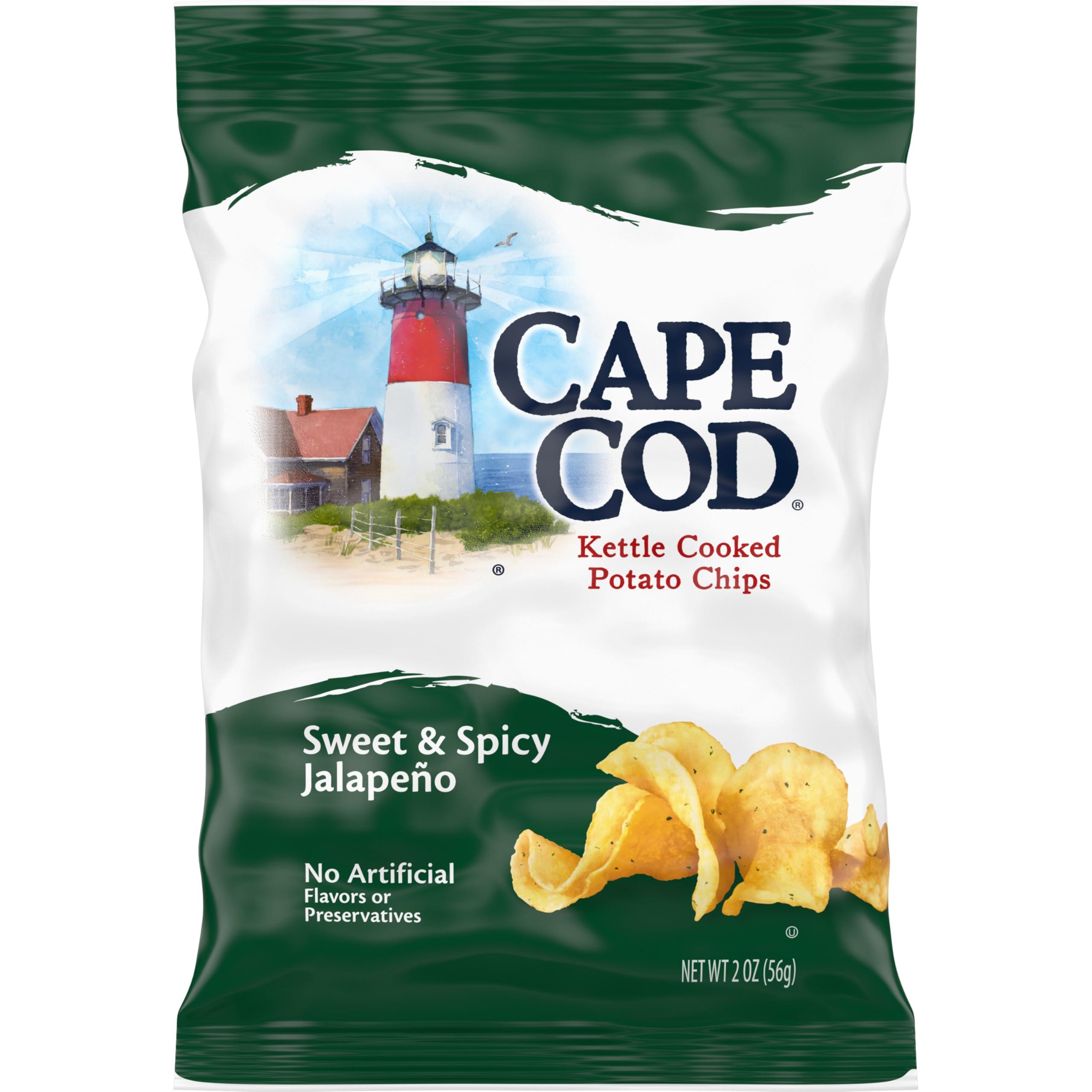 Cape Cod Cape Cod Potato Chips, Sweet and Spicy Jalapeno Kettle Chips, 2 Oz (Pack of 6)