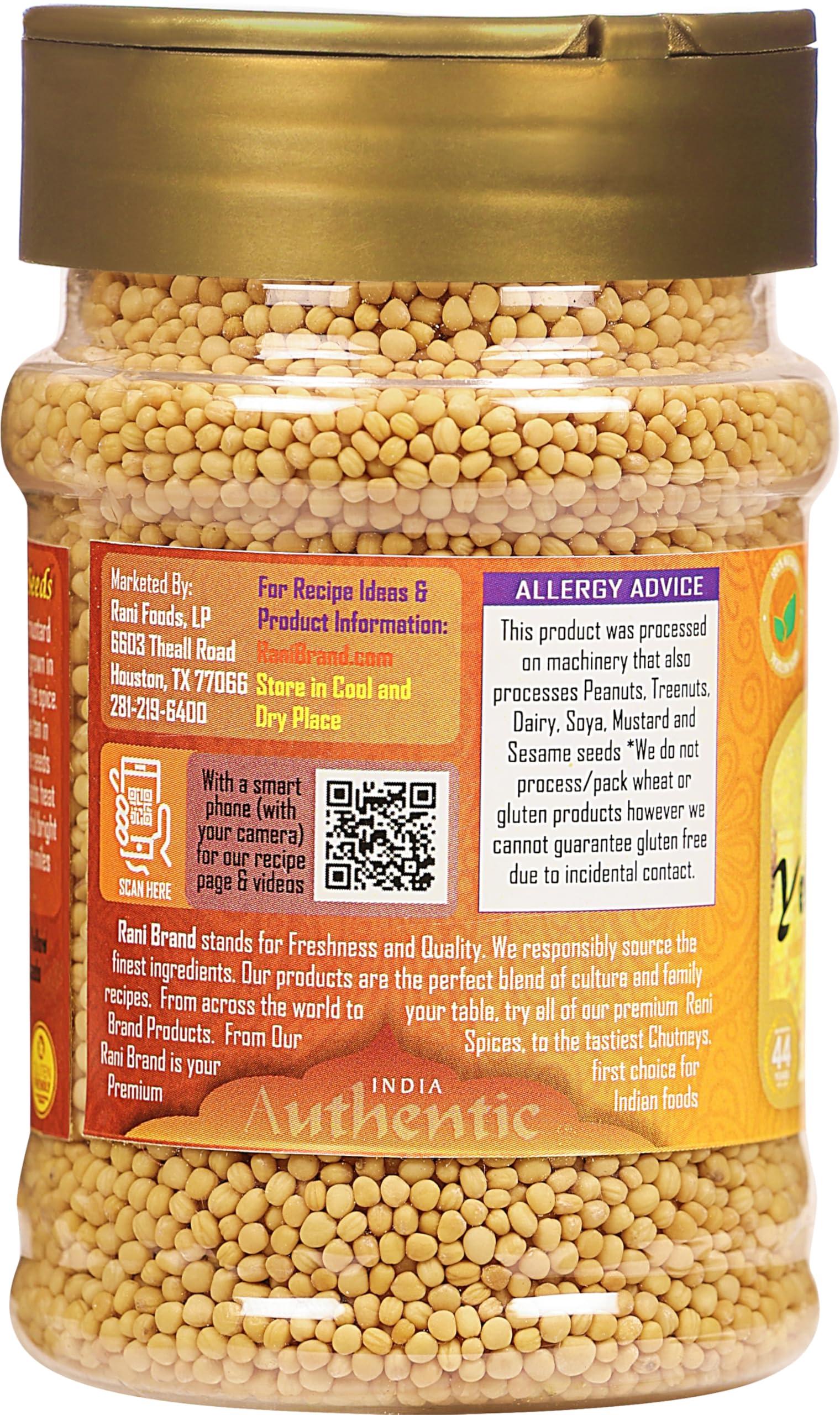 Rani Brand Authentic Indian Products Rani Yellow Mustard Seeds Whole Spice 3.5oz (100g) PET Jar ~ All Natural | Vegan | Gluten Friendly | NON-GMO | Kosher | Indian Origin