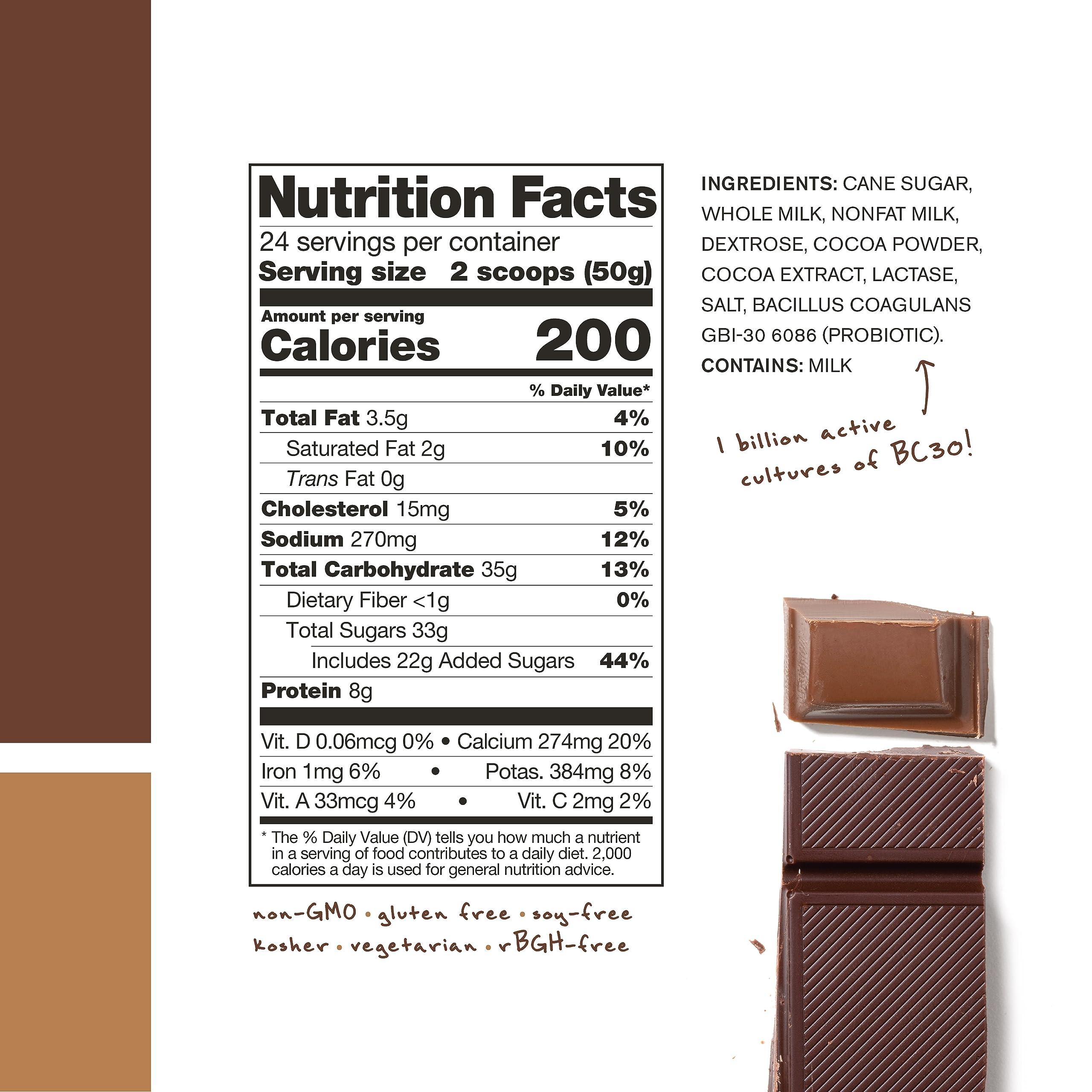 Skratch Labs Skratch Labs Post Workout Recovery Drink Mix with Chocolate, (41.6 oz, 24 Servings) with Complete Milk Protein of Casein and Whey and Probiotics, Gluten Free, Kosher, Natural, Vegetarian