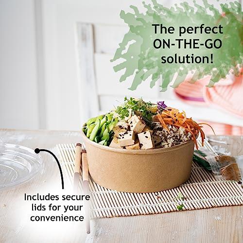 Galashield Galashield Disposable Bowls with Lid | Meal Prep Paper Bowls | To Go Salad Ramen Food Containers with Lids (17 oz - 50 Sets)