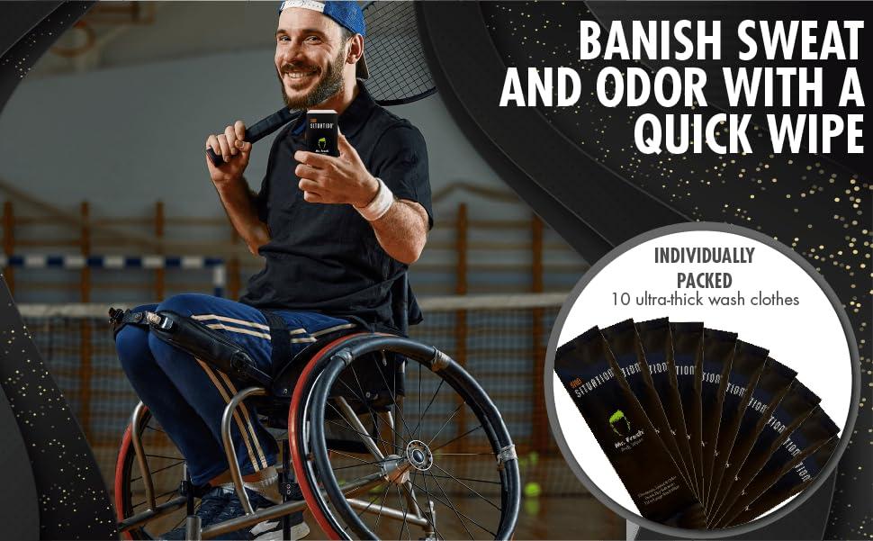 Skin Situation Mr. Fresh Body Wipe - Extra Large, Deodorizing, Unscented, Individual Wrapped Shower Wipe, Wet Wipe, pH Balanced, Hypoallergenic, Infused with Aloe and Vitamin E. Ideal for Camping, and Traveling