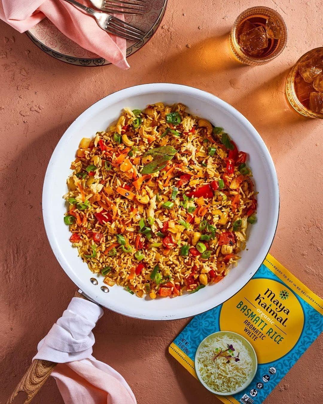 Maya Kaimal Maya Kaimal Organic Basmati Rice Aromatic White, Ready to Eat, Fully Cooked, Vegan, Certified Organic, Non GMO, Gluten Free, 8.5 Ounce (Pack of 6)