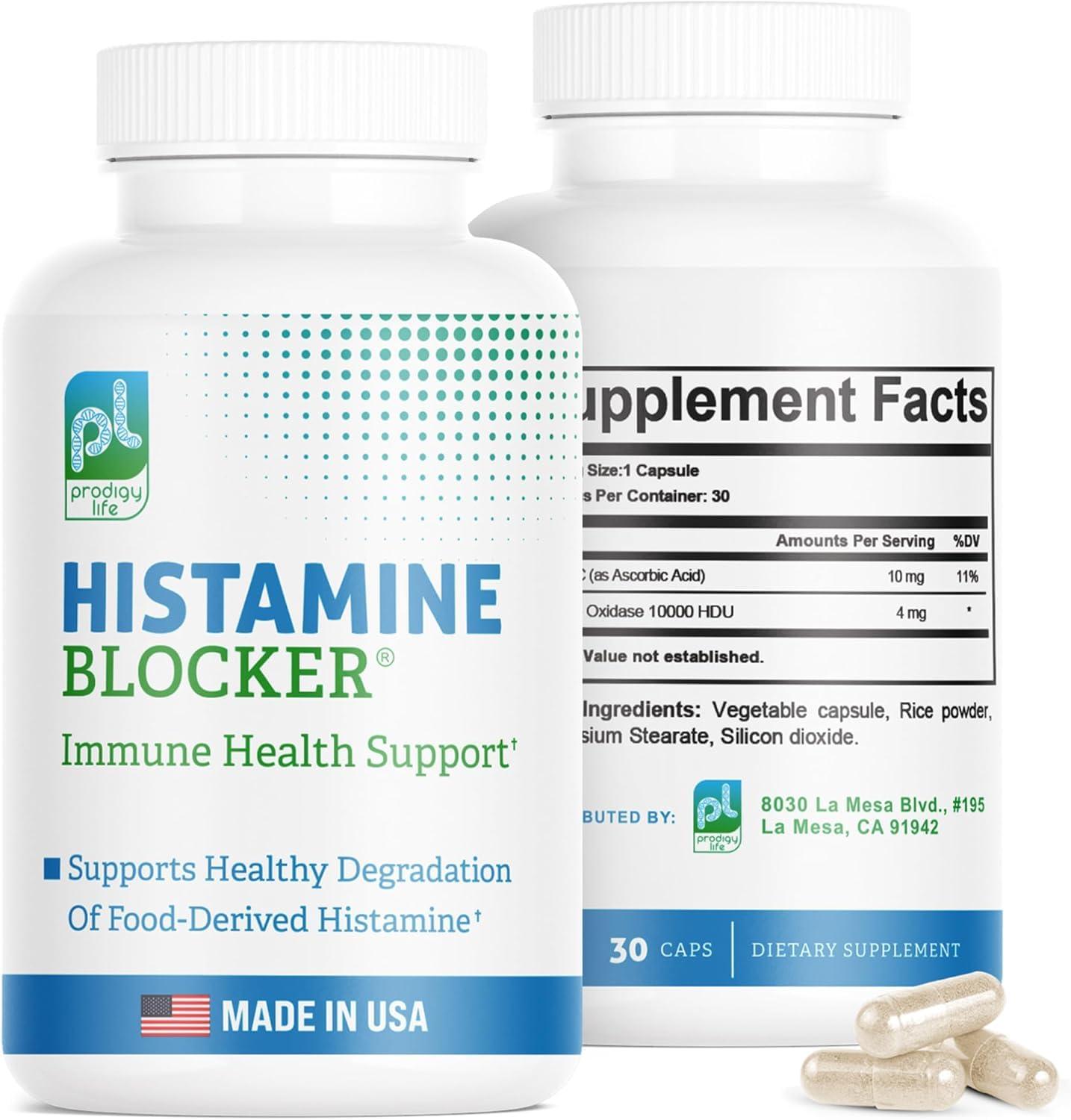 Prodigy Life Premium Histamine Block Supplement - Advanced Blocker with Diamine Oxidase (DAO) Enzyme - Supports Breakdown of Histamine for Food-Derived Intolerance - 30 ct