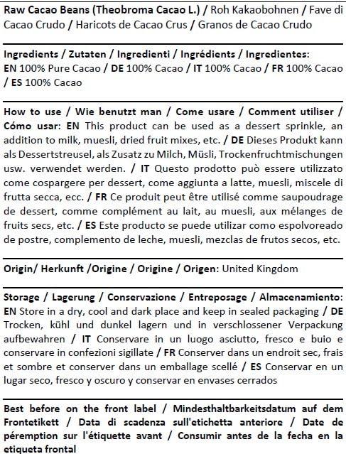 Herba Organica Herba Organica - Raw Cacao Beans - Theobroma cacao L - Cocoa (225g)