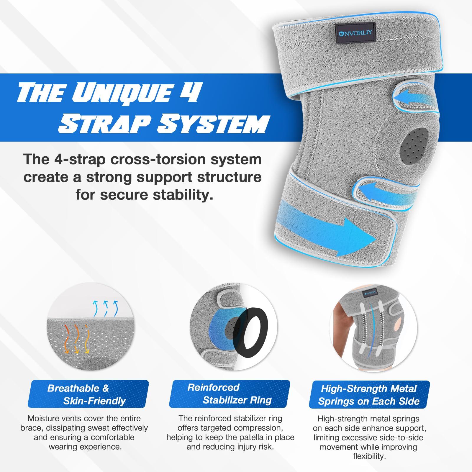 Nvorliy Nvorliy Knee Brace for Women Plus Size for Knee Pain (XL-8XL) - Extra Large Knee Brace with Side Stabilizers for Arthritis, Meniscus Tear, Knee Pain Relief, ACL, LCL, MCL (7XL/8XL, Grey)