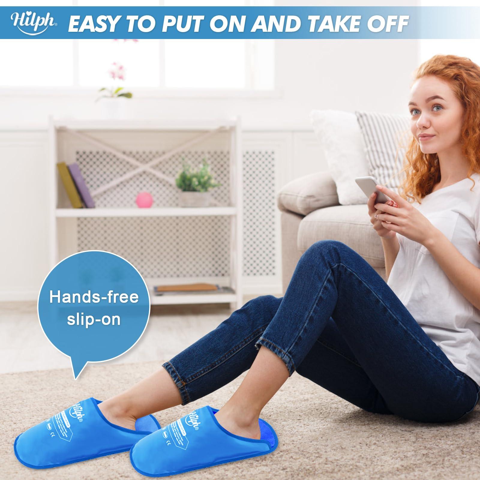Hilph Hilph Foot Ice Pack Slippers for Plantar Fasciitis 2 Packs, Reusable Hot Cold Packs Gel Ice Slipper for Foot and Broken Toes, Gout, Foot Surgery, Neuropathy, Diabetic, Swollen (Sky Blue)