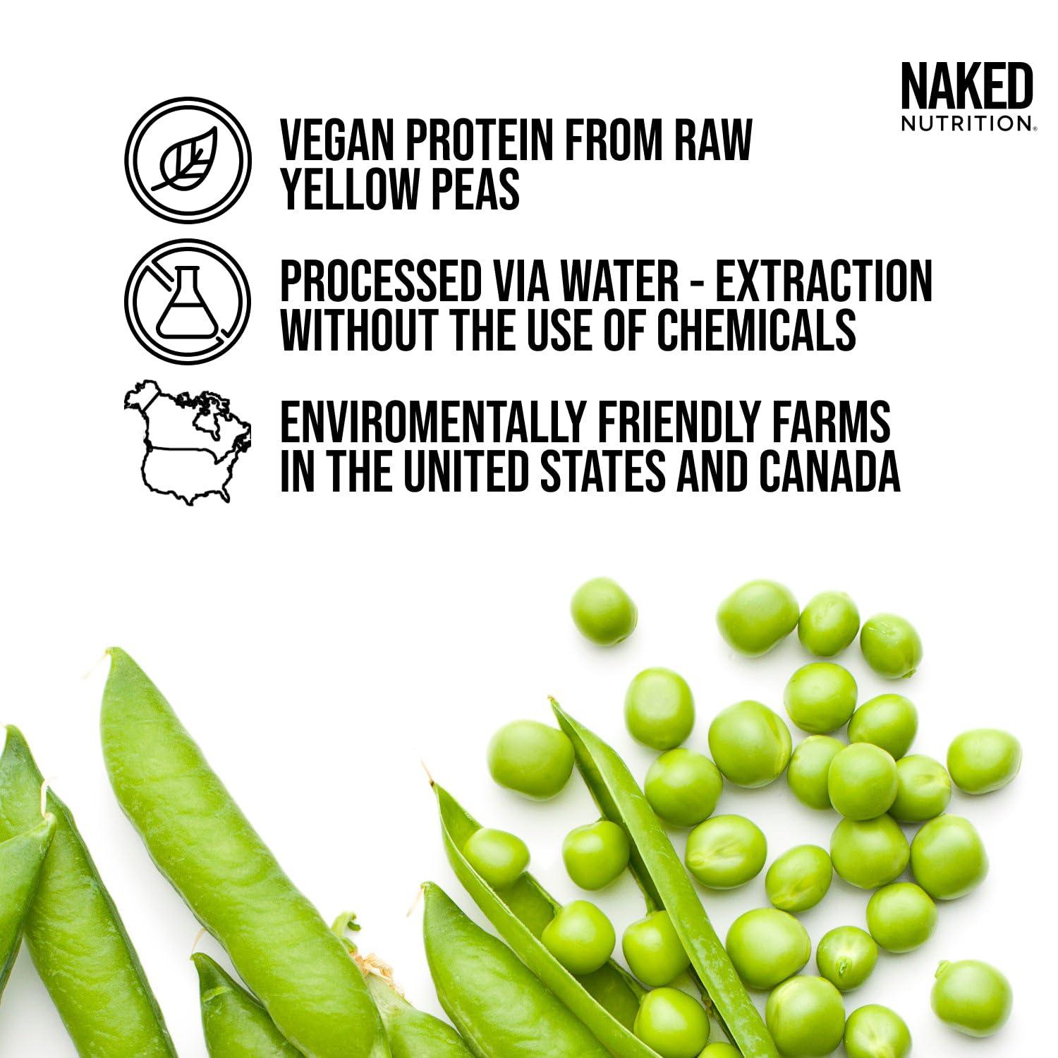 NAKED NAKED Vanilla Pea Protein Isolate from North American Farms, Only 3 Ingredients, Vanilla Vegan Protein, Gluten-Free, Soy Free, GMO Free - 2LB