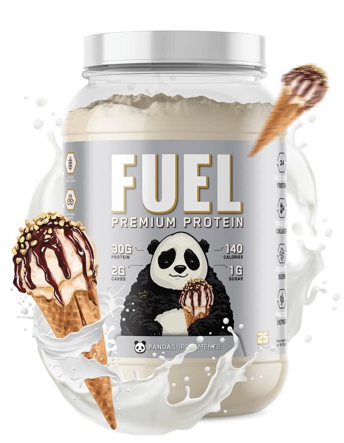 Underground Bio Labs PANDA FUEL Premium Protein Non-GMO Whey Protein Isolate ,Grass-Fed Hydrolyzed Collagen, Whey, Casein Protein, Egg Protein, Pro-Biotics, Digestive Enzymes.Multi-Stage 25 Servings (Vanilla Ice Cream)