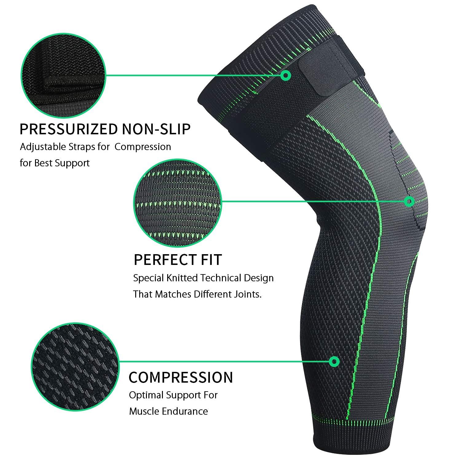 SKDK Full Leg Sleeves Long Compression Leg Sleeve Knee Sleeves Protect Leg, for Man Women Basketball, Arthritis Cycling Sport Football, Reduce Varicose Veins and Swelling of Legs