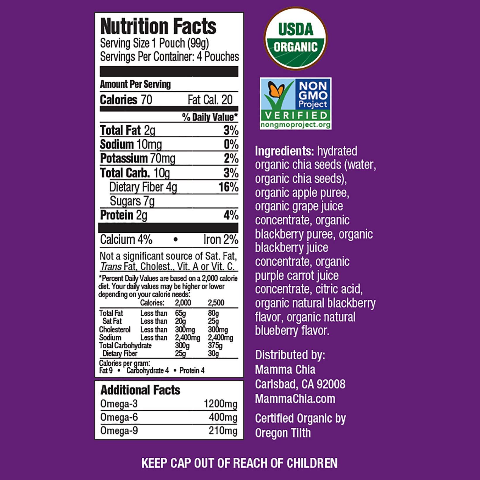 Mamma Chia Mamma Chia Organic Vitality Squeeze Snacks, Blackberry Bliss (24-pack) and Cherry Love (16-pack)