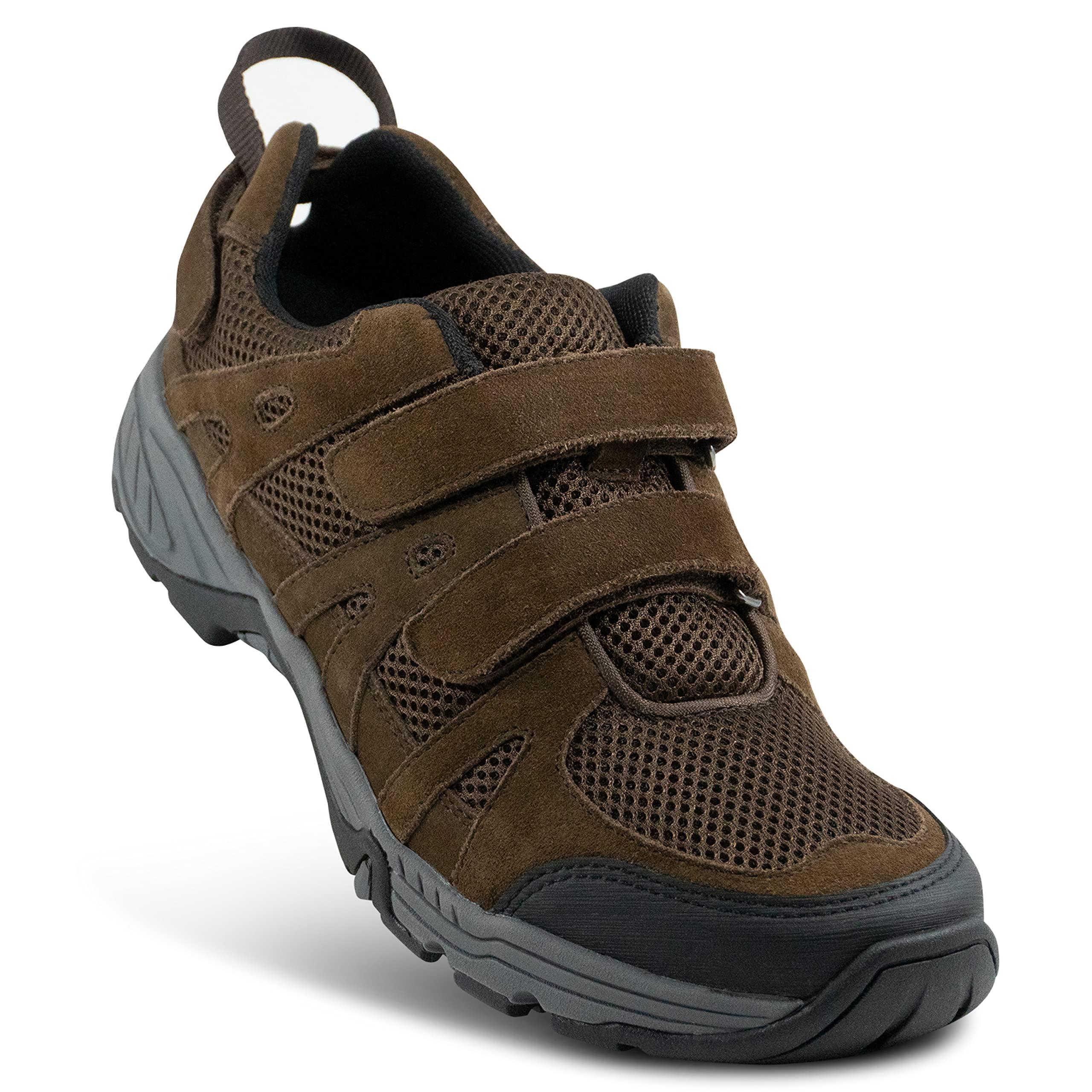 Apex APEX Men\'s Balance Shoe Hiker - Extended Widths Available - Breathable, Moisture-Wicking Lining, Diabetic & Casual Brown
