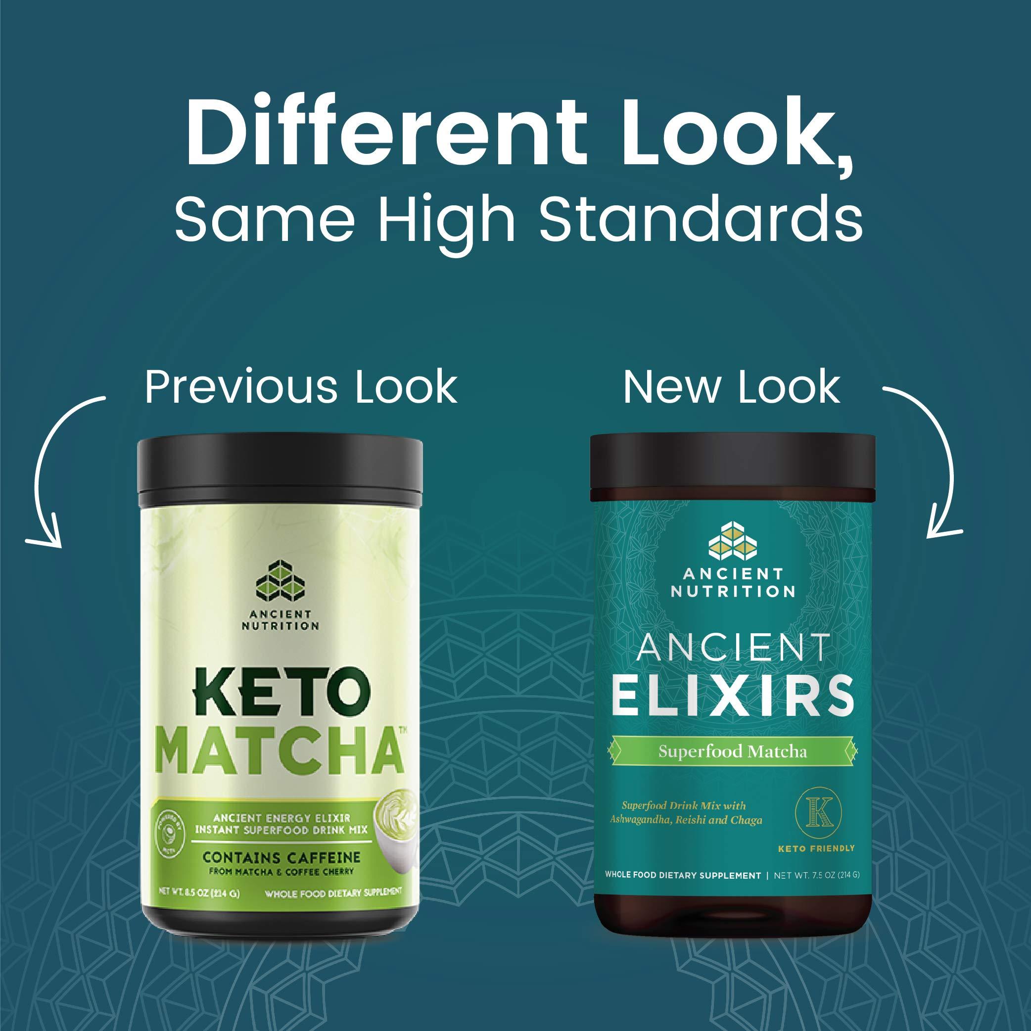 Ancient Nutrition Matcha Green Tea Powder with Ashwagandha by Ancient Nutrition, Ancient Elixirs Superfood Matcha Energy Powder, with MCTs, Promotes Healthy Energy Levels, Paleo and Keto Friendly, 20 Servings