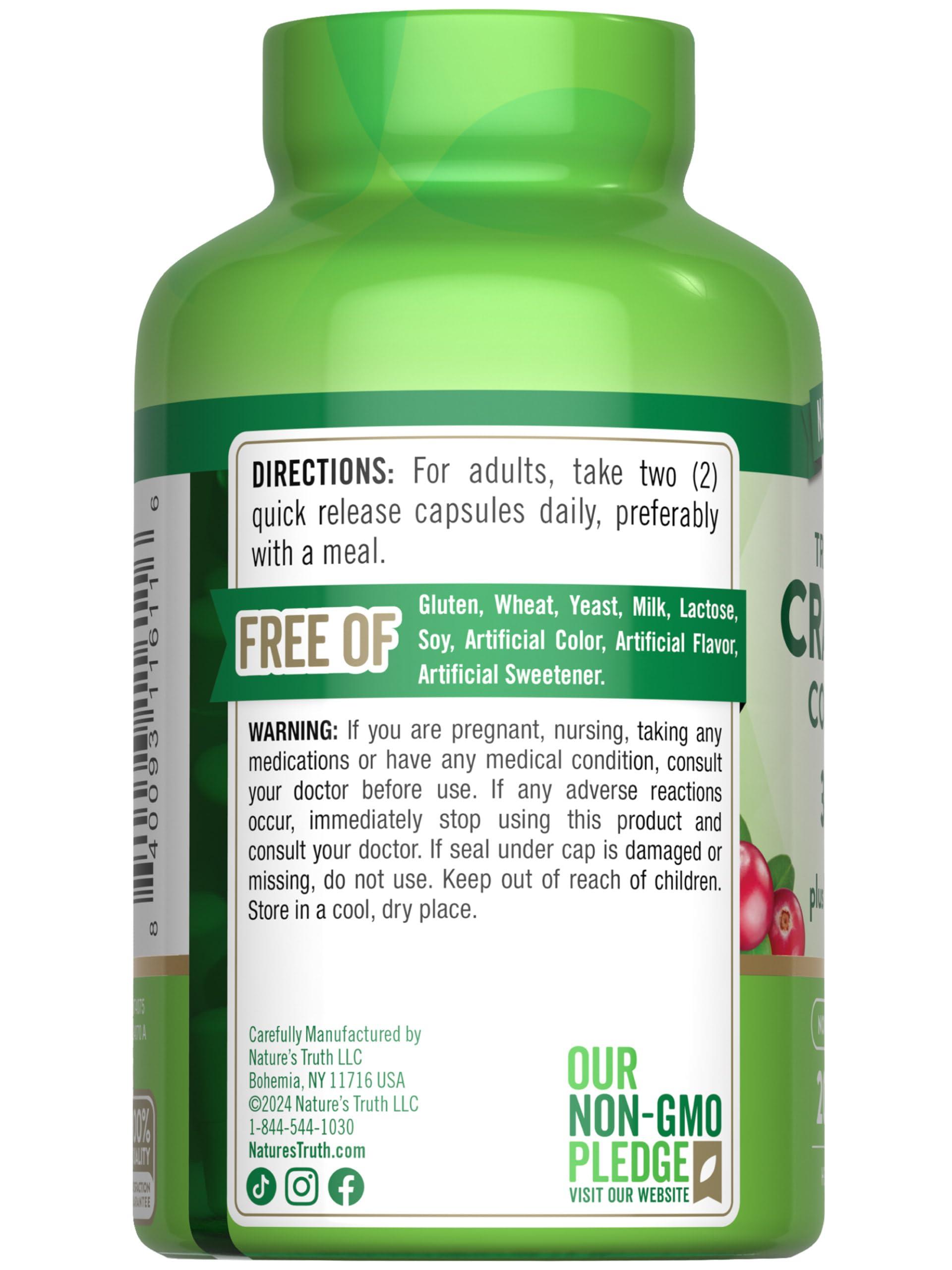 Nature\'s Truth Nature\'s Truth Cranberry Concentrate Plus Vitamin C Pills | 30,000mg | 200 Quick Release Capsules | Non-GMO & Gluten Free Supplement