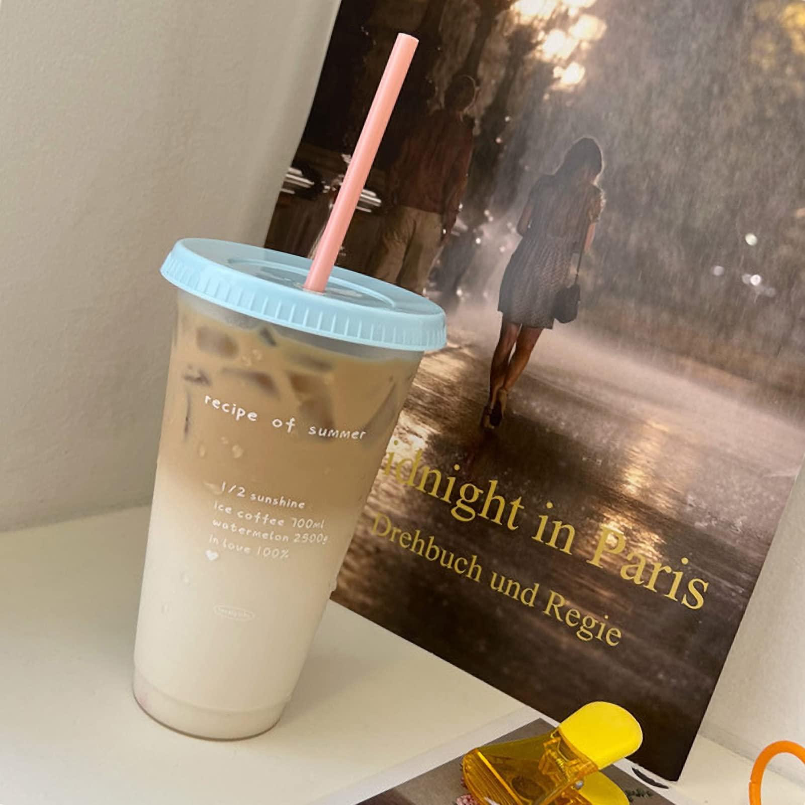 Cyrank Plastic Tumblers, Cute Reusable Party Drinking Cup Funny Cups with Lids and Straws Cold Iced Coffee Cups Summer Cups for Travel(02)