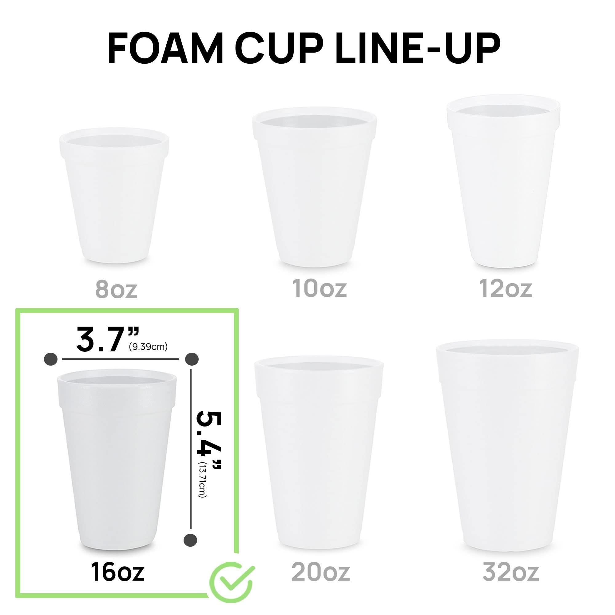 Shop Square 16 Oz Disposable Foam Cups (50 Pack), White Foam Cup Insulates Hot & Cold Beverages, Made in the USA, To-Go Cups - for Coffee, Tea, Hot Cocoa, Soup, Broth, Smoothie, Soda, Juice