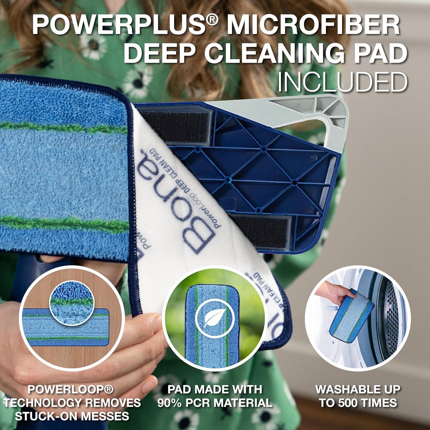 Bona Bona PowerPlus Premium Motion Spray Mop for Hardwood Floors - Includes PowerPlus Hardwood Floor Cleaning Solution and PowerPlus Microfiber Cleaning Pad - Vibrating Spray Mop for Wood Floors