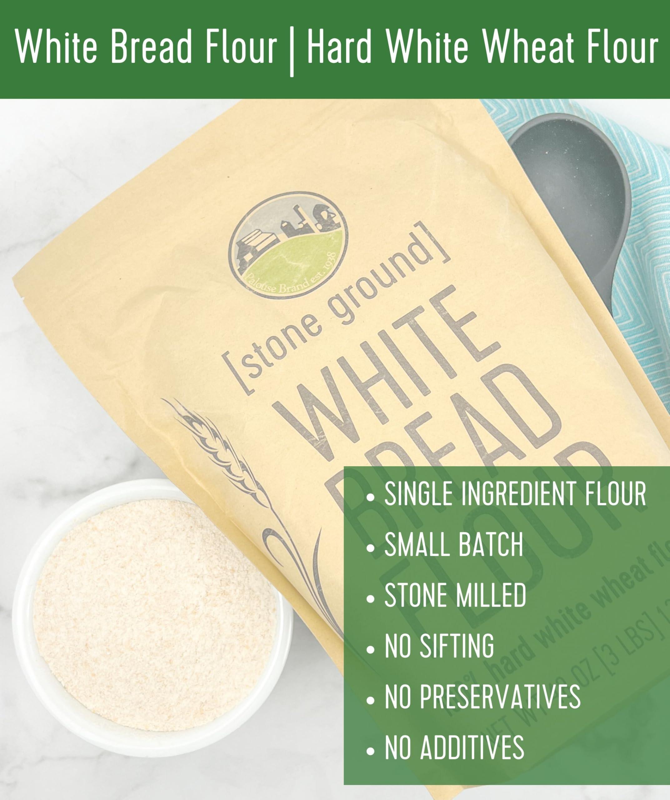 Palouse Brand Certified Glyphosate Residue Free Hard White Whole Wheat Flour | 3 LBS | Bread Flour | Non-GMO | 100% Non-Irradiated | Kosher | USA Grown | Field Traced | Resealable Bag