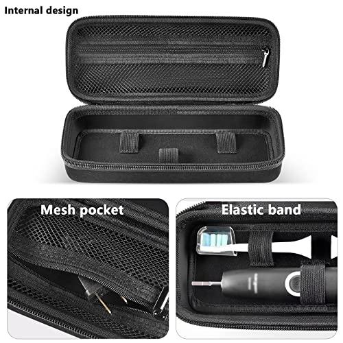 Comecase Toothbrush Travel Case Compatible with Oral-B Pro 1000, 2000, 3000, 3500, 1500/ for Philips Sonicare ProtectiveClean 4100 5100 Electric Toothbrush with Mesh Pocket for Accessories - Black ( Bag Only)