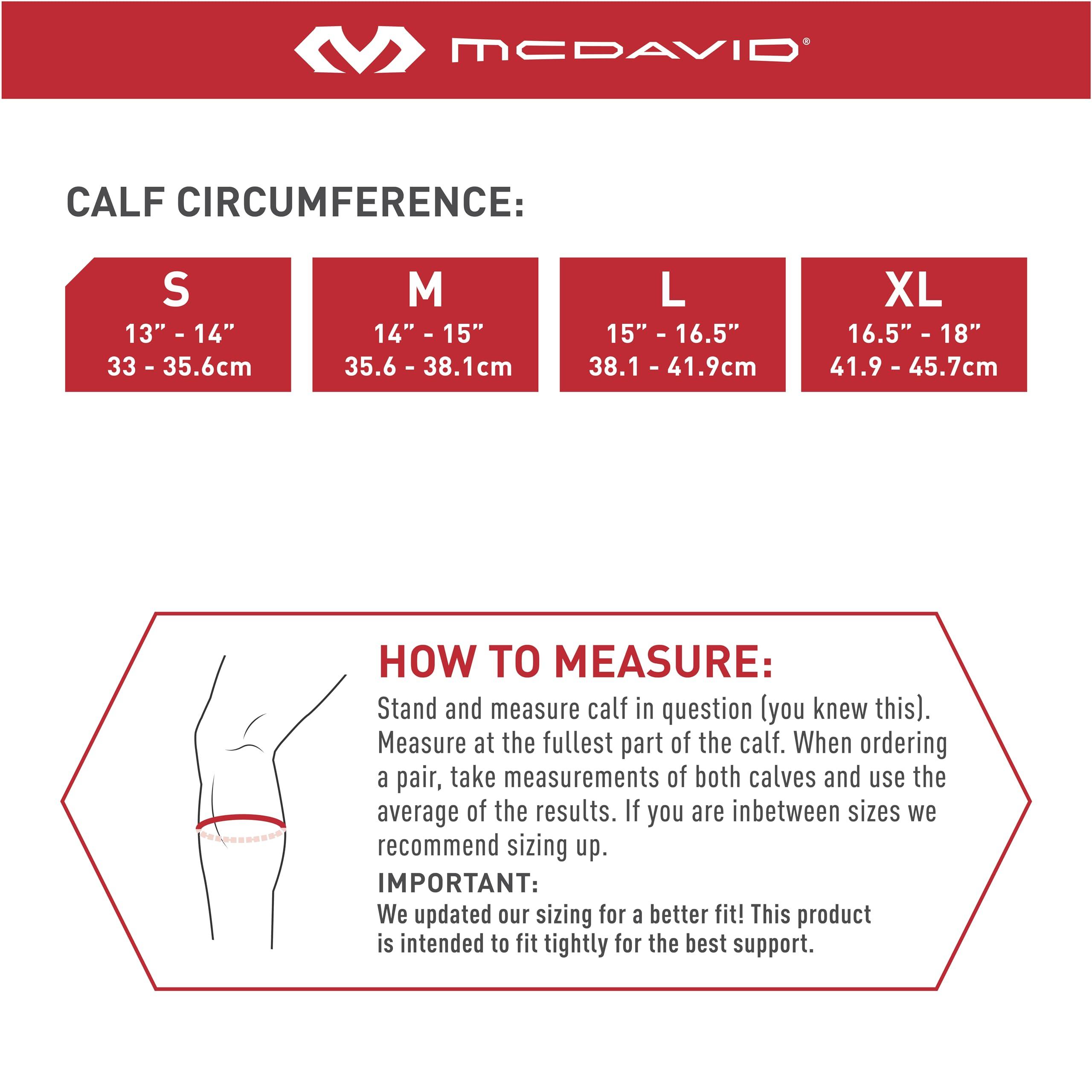 McDavid McDavid Calf Compression Sleeve, Light Support for Left or Right Leg, Helps Provide Relief From Pain, Men & Women, Black, Adult S