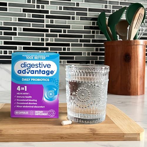 Digestive Advantage Digestive Advantage Probiotics For Digestive Health, Daily Probiotics For Women & Men, Supports Gut Health, Occasional Bloating & Diarrhea, Minor Abdominal Discomfort, & Immune Support, 60ct Capsules