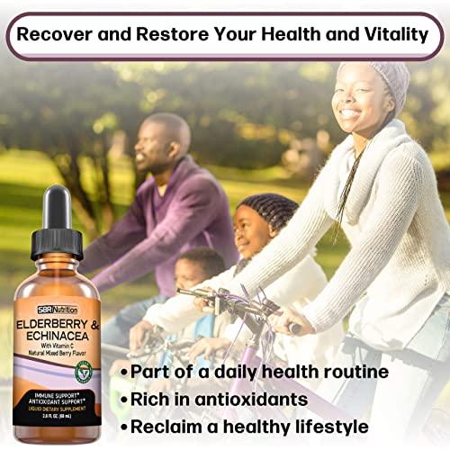 SBR Nutrition SBR Nutrition D3+K2 and Elderberry Bundle Vitamin D3K2 (MK7) Liquid Drops, Peppermint,1oz | Elderberry & Echinacea & Vitamin C Liquid Drops, 2oz | Adults & Kids | Non-GMO, Gluten Free