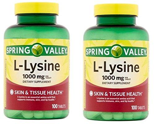 Spring Valley Spring Valley - L-Lysine 1000 mg, 100 Tablets (Pack of 2)
