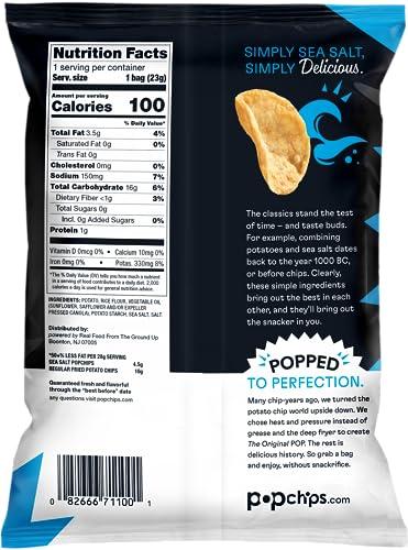 popchips popchips Sea Salt Potato Chips Single Serve 0.8 Ounce (Pack of 24) , F-AR-71100