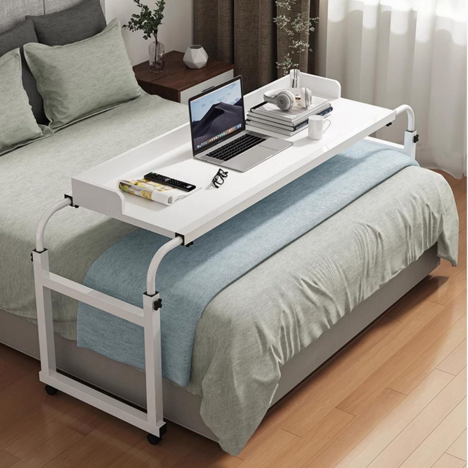 ORNDYDM ORNDYDM Bed Desk Over The Bed Table with Wheels Overbed Table Over The Bed Desk Over Bed Table Mobile Desk Bed Table with Wheels Computer Table for Bed Overbed Table with Wheels