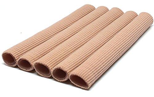 jinhemall 5 Pack Finger Sleeves Toe Tubes, Fabric Lined With Silicone Gel. Toe Sleeve Protectors, Foot Toe Pain Relief, Corn and Calluses Remover