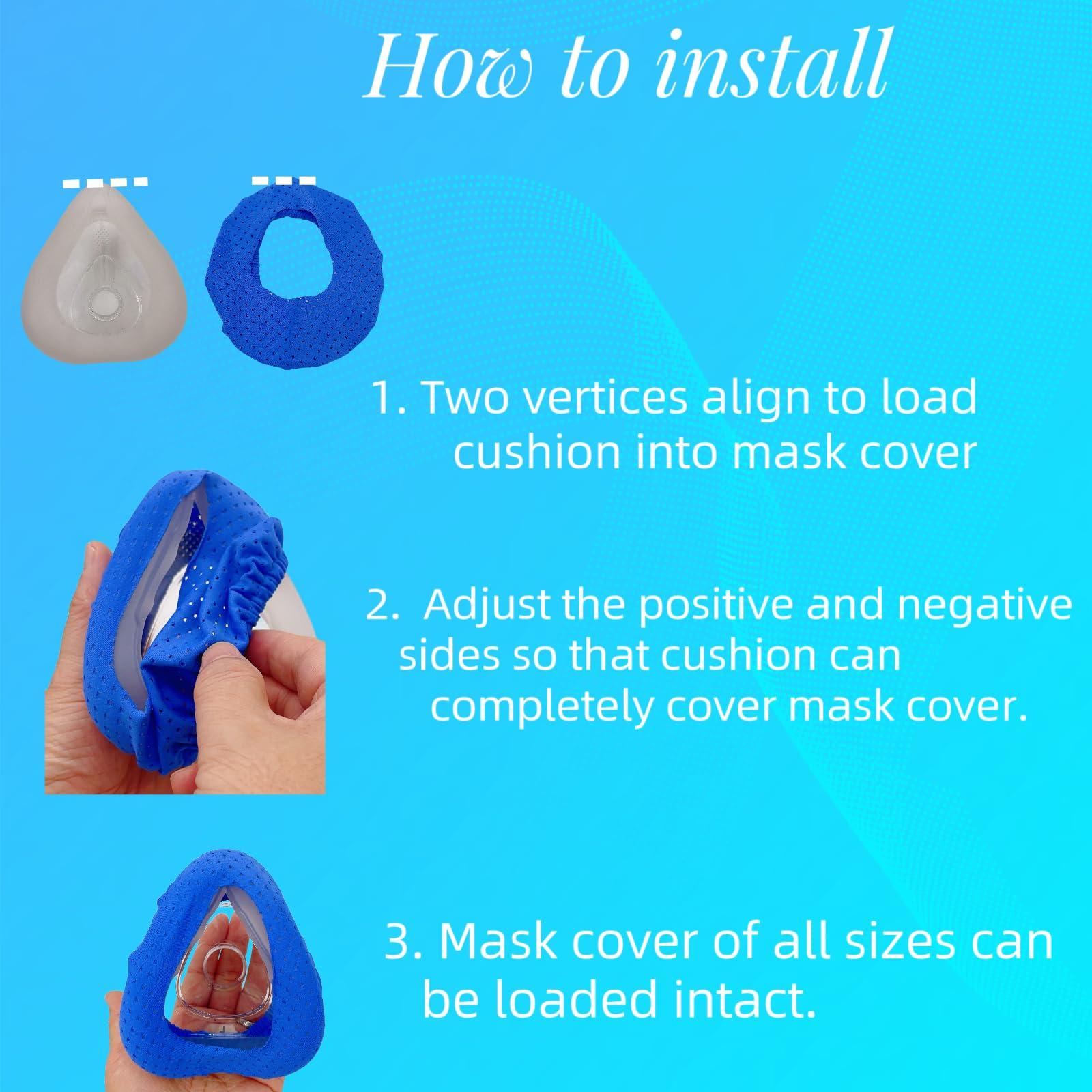 playWooWgo 4 Pack CPAP\' Mask Liners, Covers for Seal Mask Cushion Comfort Silky CPAP\' Mask Covers One Size Fit All Full Face Masks,Improve The Comfort of Wearing The Mask (Blue)