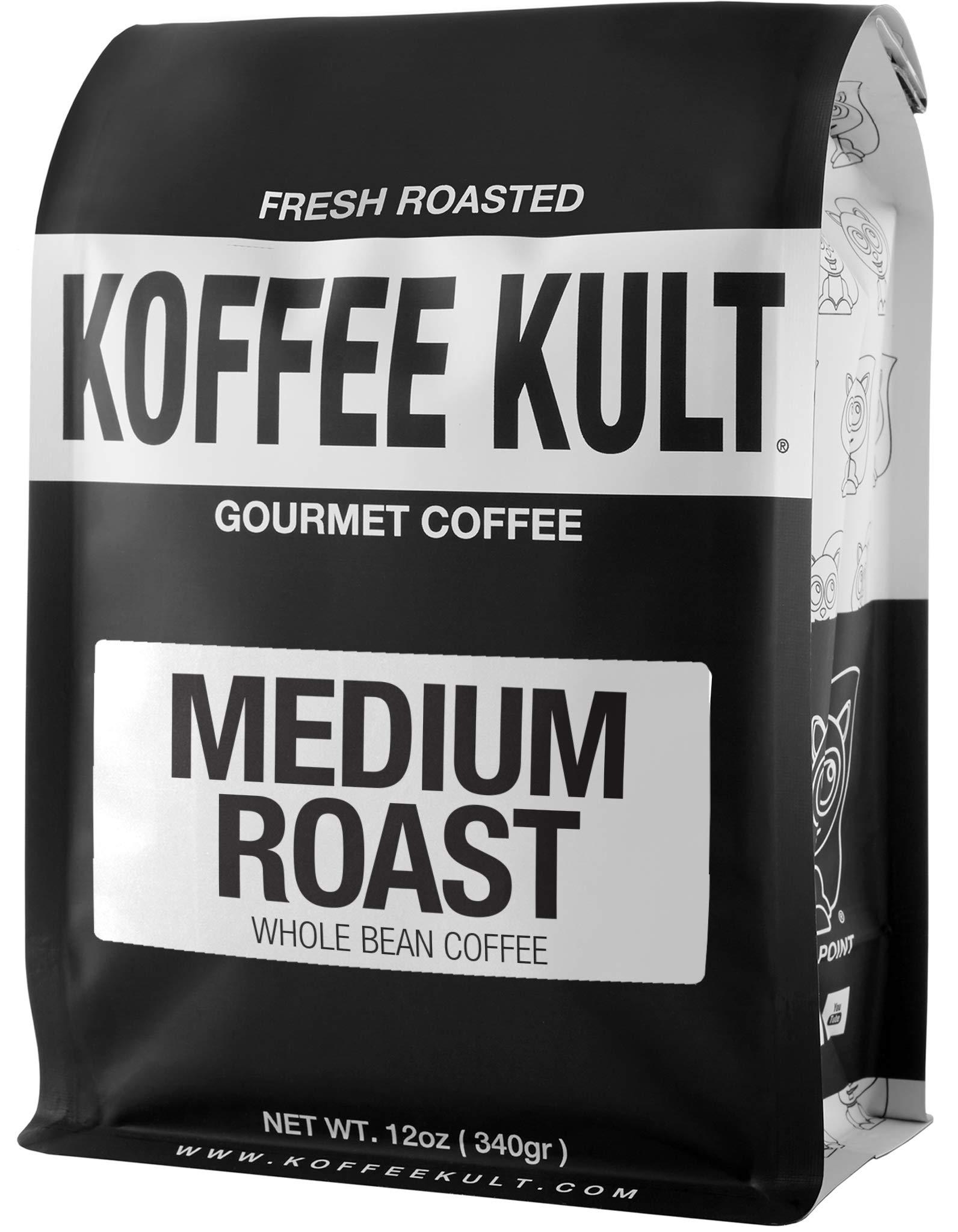 Koffee Kult Koffee Kult Medium Roast Coffee Beans - Whole Bean - Smooth, Balanced Flavor - Smooth and Flavorful 100% Arabica Beans 12oz Resealable Bag