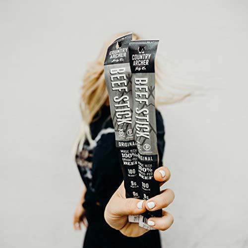 Country Archer Original Beef Sticks by Country Archer, 100% Grass-Fed, Certified Keto, Paleo, Gluten Free, 24 Count, 1 Ounce (Pack of 24)