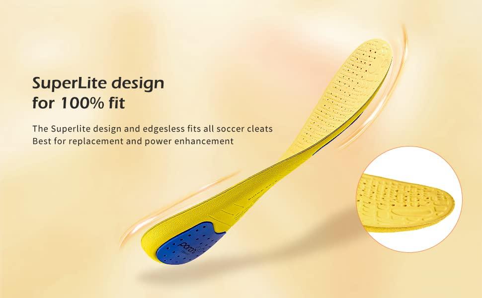 OUPOWER OUPOWER Soccer Cleat Insole Insert Gen3-Extra Thickenss Empire Yellow (US10.5-11)
