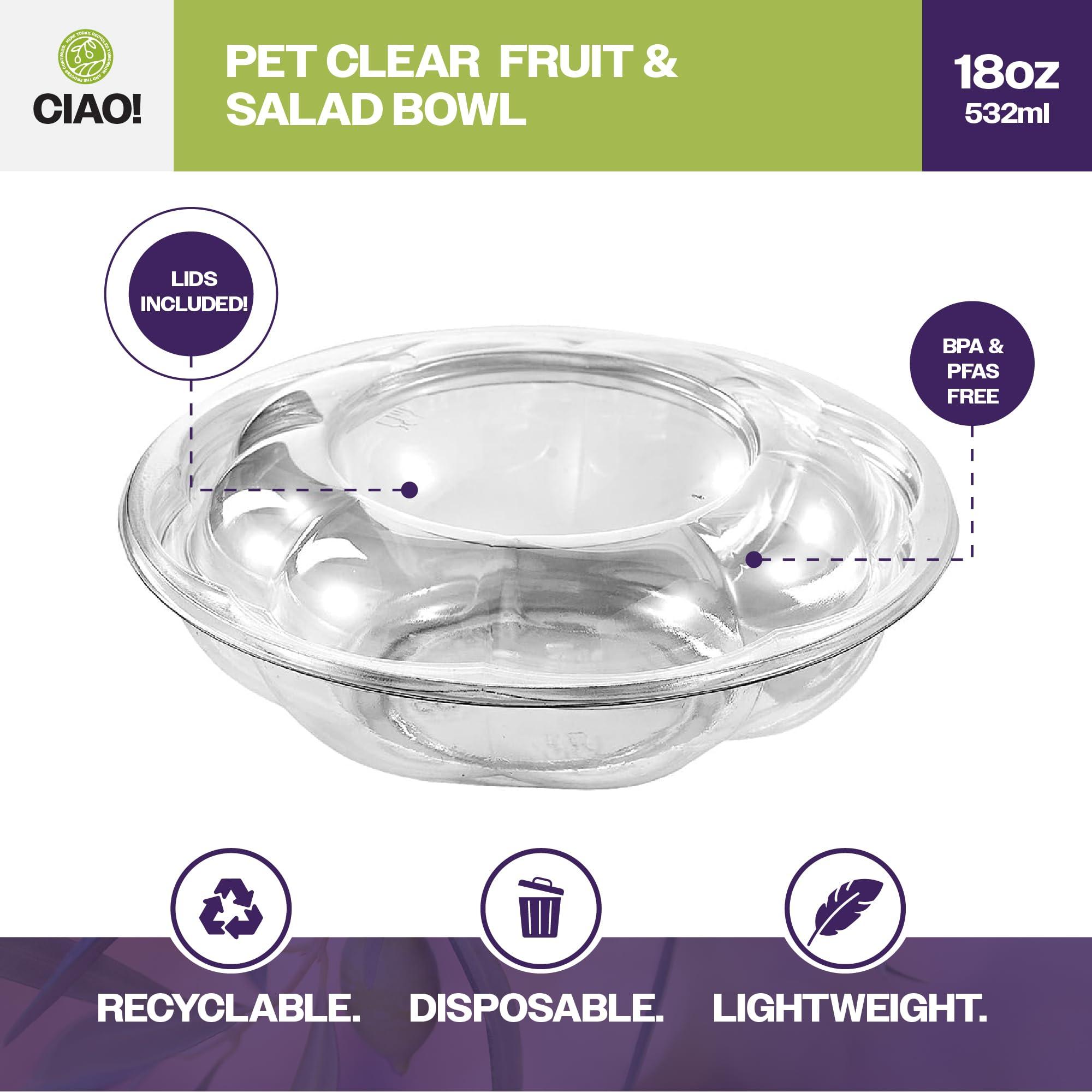CIAO! CIAO! 18 oz Clear PET Fruit and Salad Bowl with Rose Dome Lid (150/case)