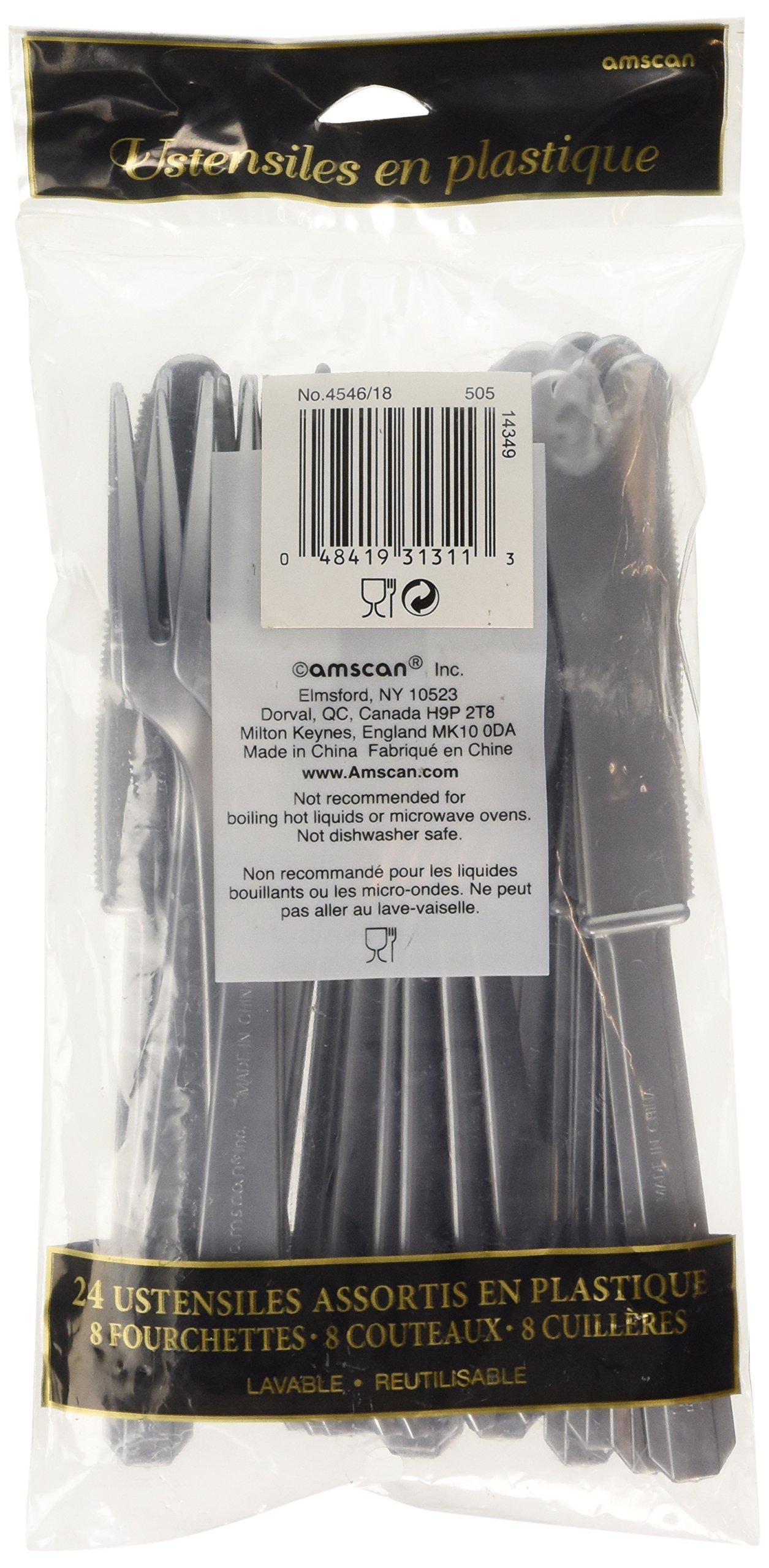amscan Amscan Silver Plastic Assorted Cutlery, 24 Ct. | Party Tableware (Pack of 2)