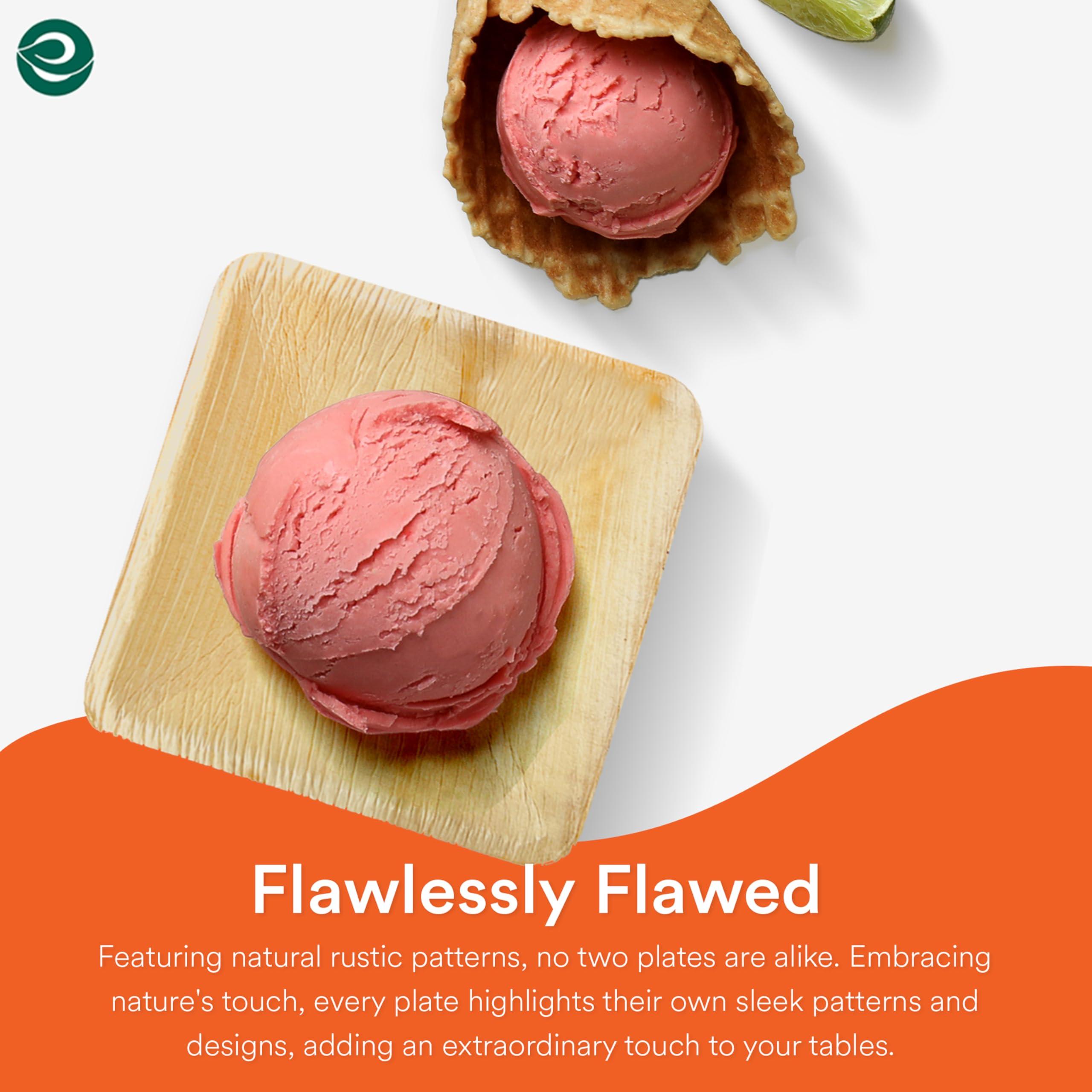 ECO SOUL ECO SOUL 100% Compostable Mini Palm Leaf Bowls 4 Inch 5 Oz Disposable Square Bamboo Bowls [50-Pack] Dessert Bowls Bamboo Style I Heavy Duty Eco-Friendly Sturdy Palm Bowl I Biodegradable Eco Bowls