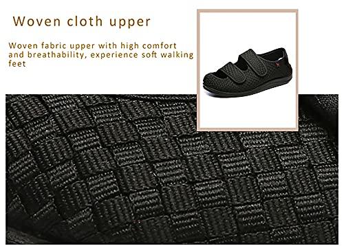 ZJING ZJING Diabetic Recovery Slippers for Men, Adjustable Orthopedic Wide Width Walking Shoes for Arthritis Edema Swollen Feet Elderly Men, Heel and Foot Pain Relief,Black,7.5