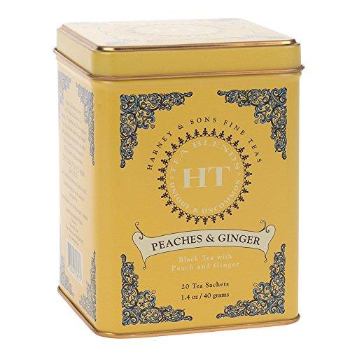 Harney & Sons Harney and Sons Peaches and Ginger Tea Sachets, 20 Count (Pack of 4)
