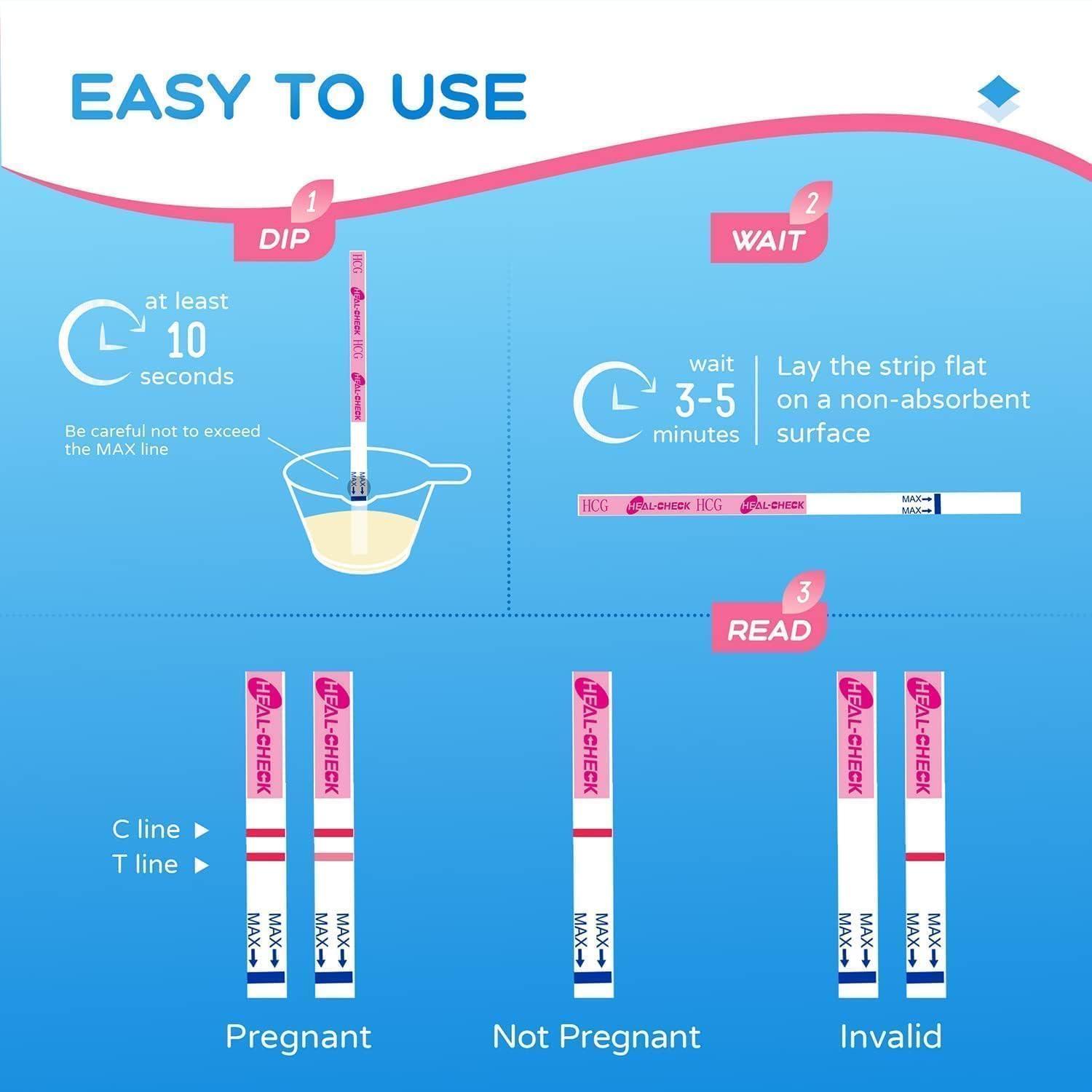 HEAL-CHECK Pregnancy Tests with Cup, HEAL-CHECK Bulk Pregnancy Test Strips for Home Detection, Over 99% Accuracy, Individually Wrapped, Extra-Wide 5mm HCG Test Kit Comfortable Grip, 25 Count, Pruebas De Embaraz