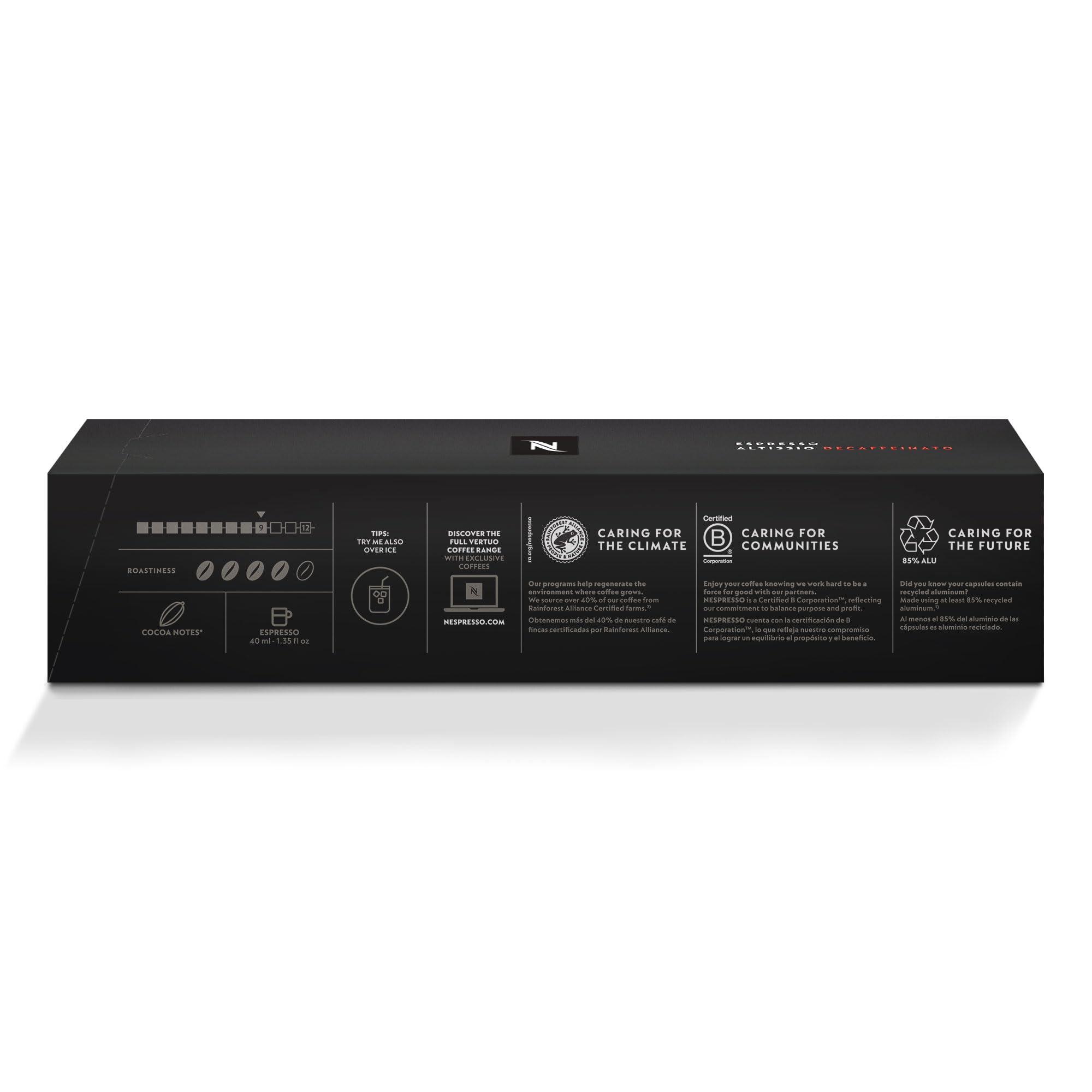 Nespresso Nespresso Capsules Vertuo, Altissio Decaffeinato, Dark Roast Espresso, 50-Count Espresso Pods, Brews 1.35 oz.