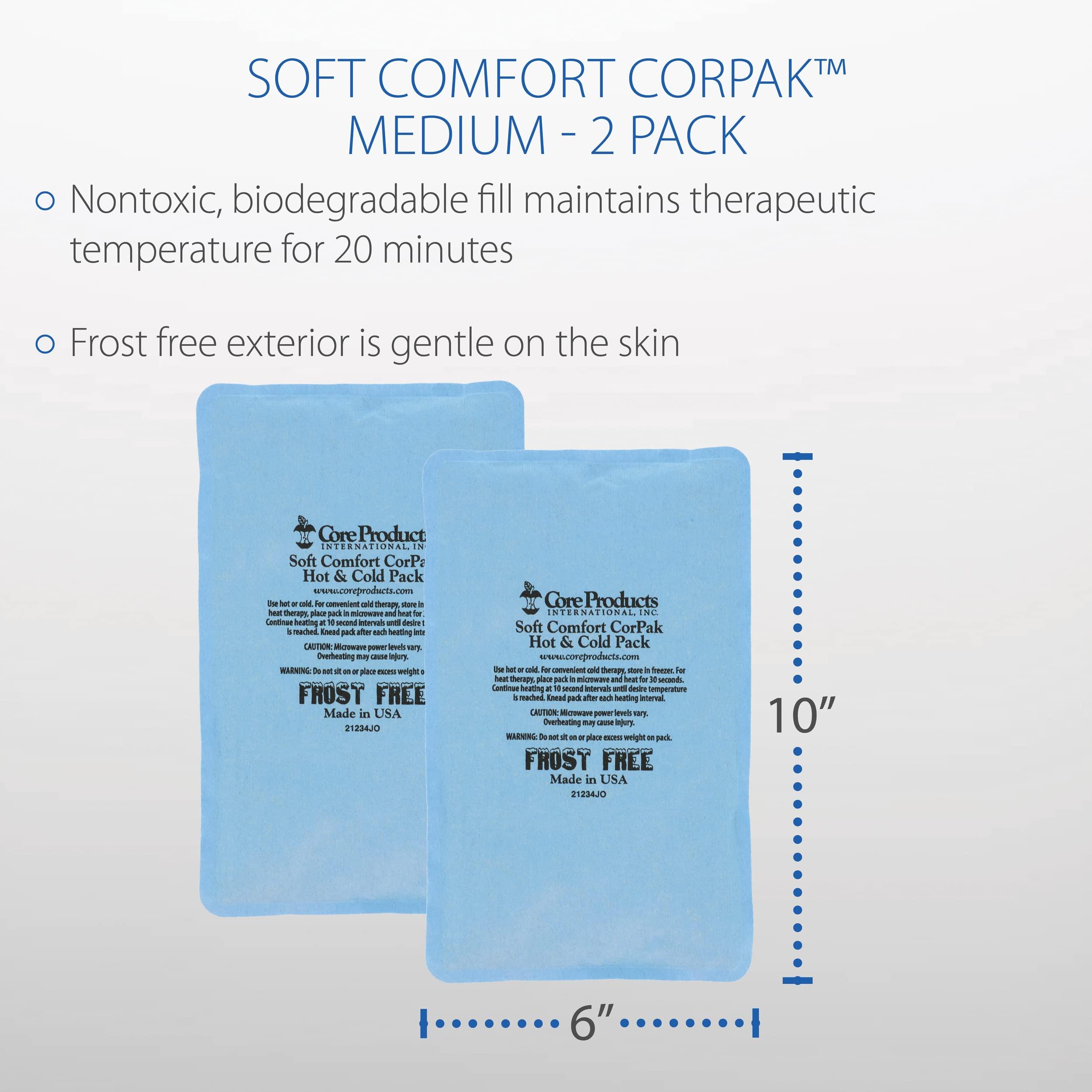 Core Products Core Products Soft Comfort CorPak, No Frost Hot and Cold Therapy Pack - 6\" x 10\", Made in the USA- 2 Pack