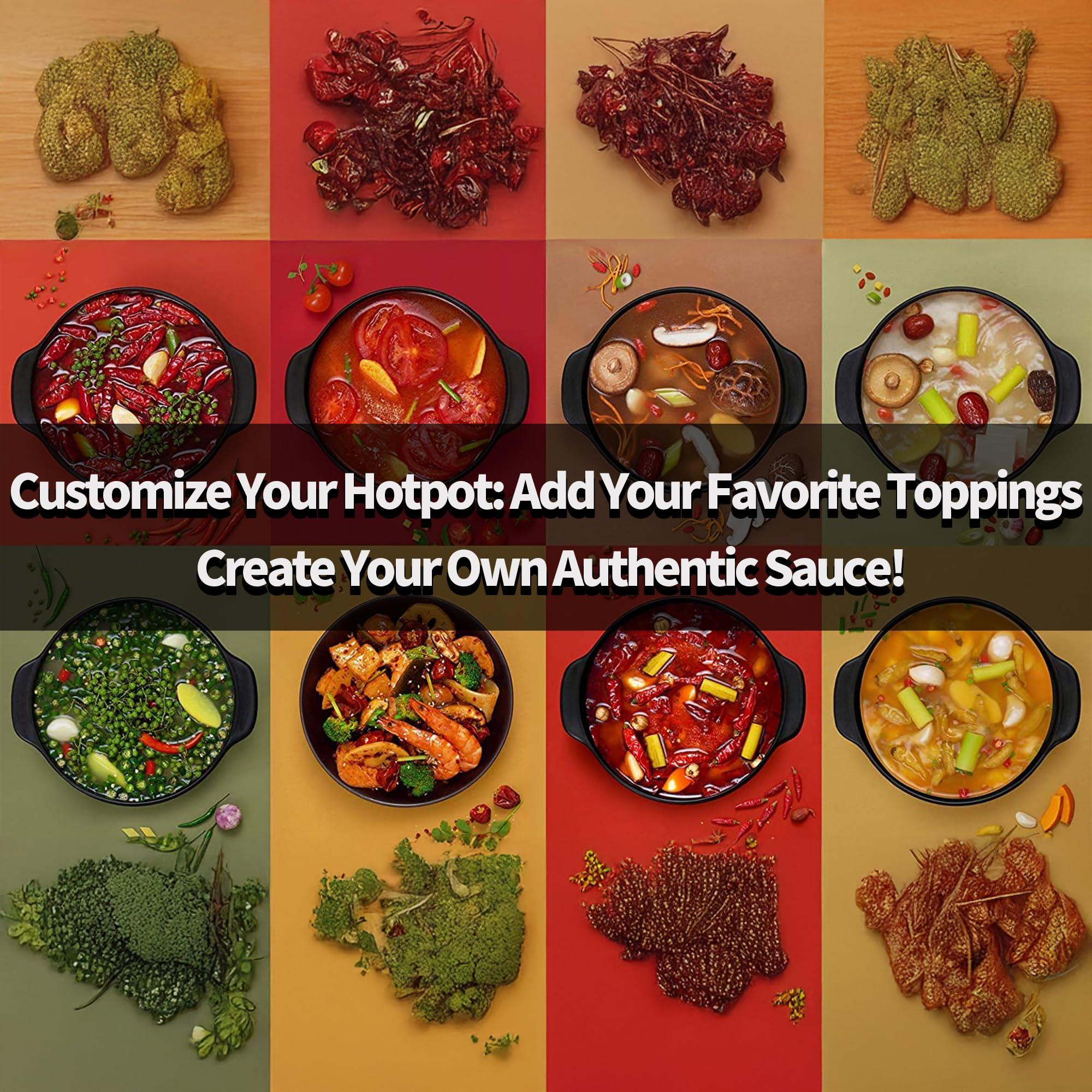 Orchard Hill [Pack of 5] [Free Measuring Spoon] Little Sheep Hotpot Soup Base 5 Flavor Variety Pack (Plain, Hot, Mala Spicy, Mushroom, Big Bone Broth) (, , , , )