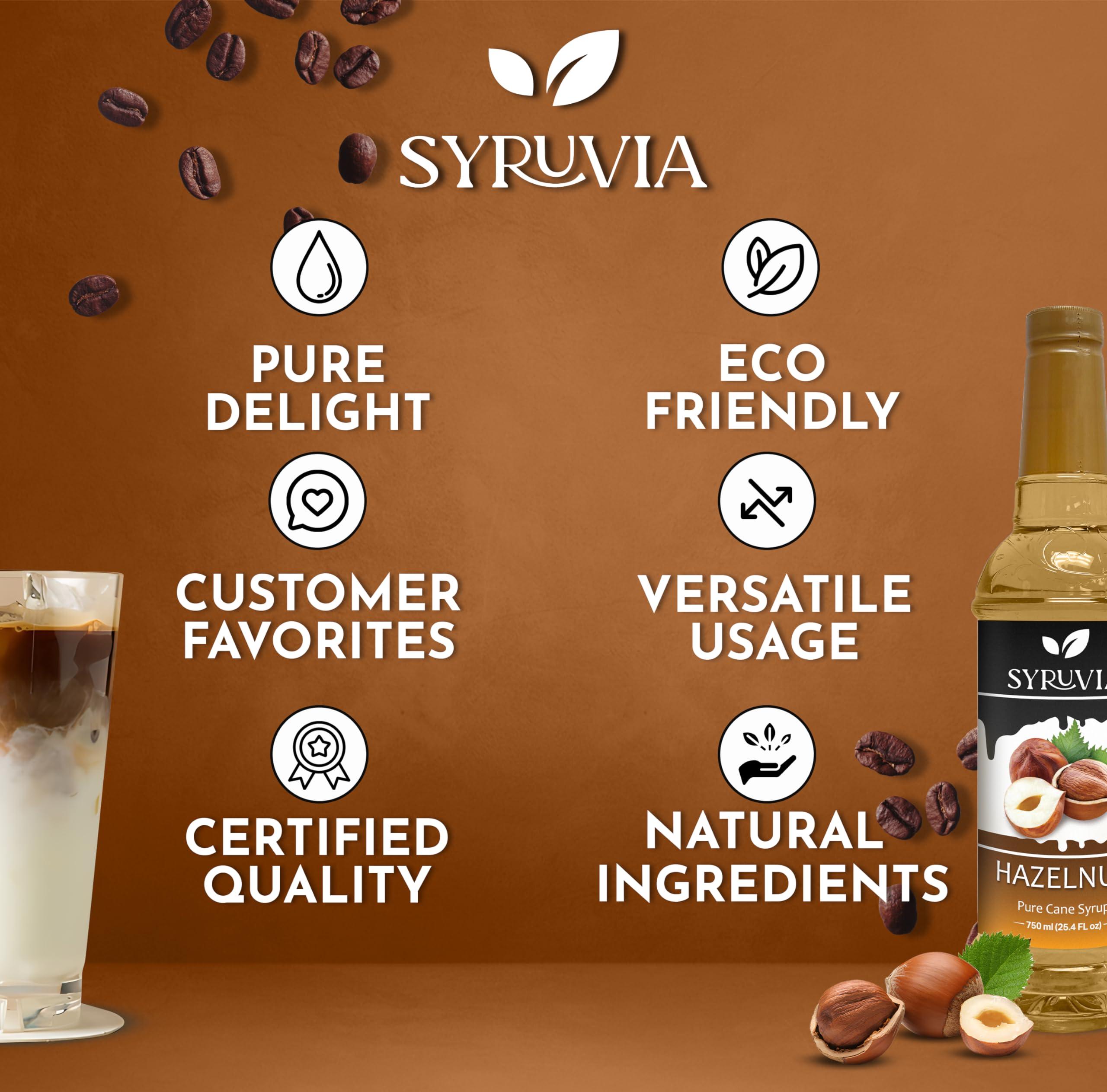 SYRUVIA Syruvia Hazelnut Syrup for Coffee 25.4 fl oz Hazelnut Flavored Coffee Syrup