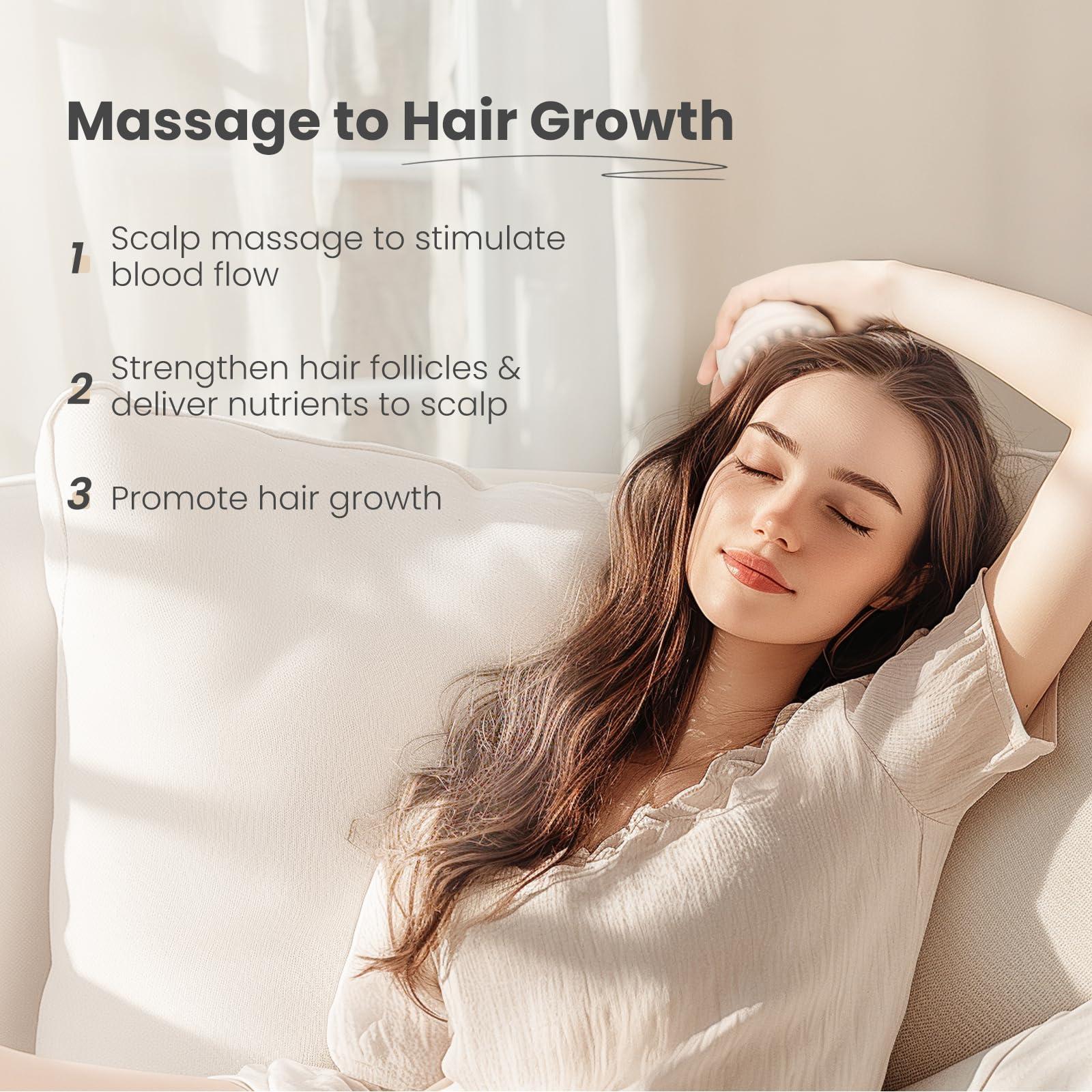 AIMIKE AIMIKE Scalp Massager Shampoo Brush, Soft Silicone Scalp Brush Hair Scrubber, Hair Washing Scalp Exfoliating Brush for Dandruff, Head Scrubber for Wet Dry Hair of Women Men Kids, Beige & Green