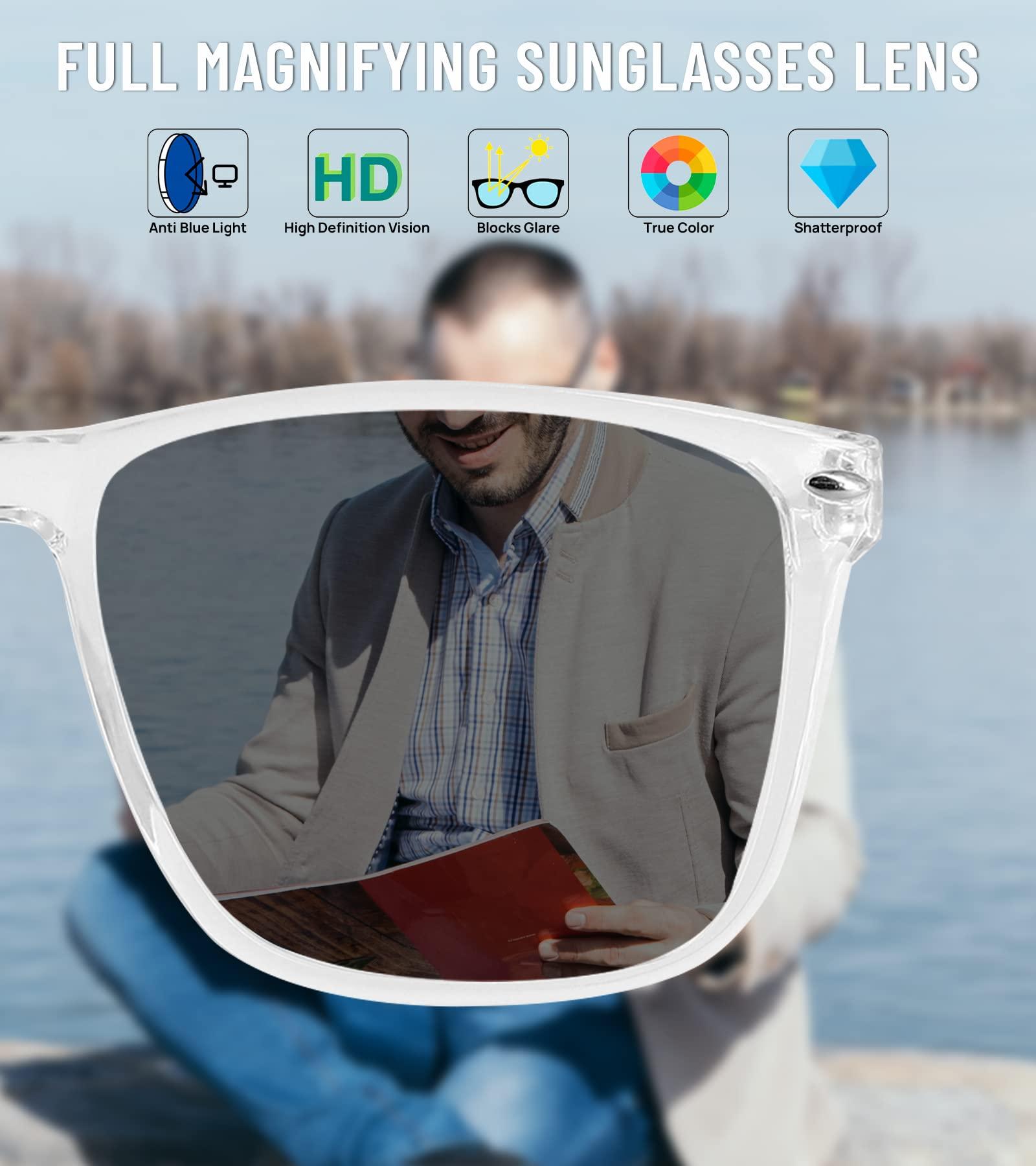 WEMOOTANTS WEMOOTANTS Men\'s Reading Sunglasses 2.75 Big Square Readers Glasses 100 125 150 175 200 225 250 275 300 350 400 Spring Hinges (Clear 2.75+)