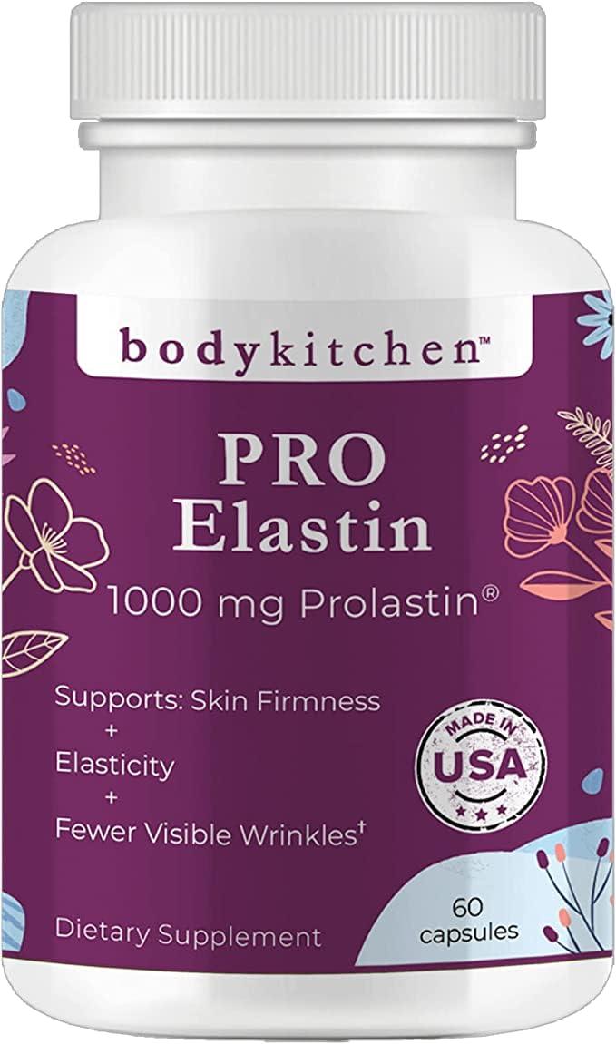 Body Kitchen Body Kitchen Pro-Elastin, 1000 mg Elastin Supplement, Help Reduce Signs of Aging, Improved Skin Health, Firmness & Elasticity, Fewer Wrinkles, Veggie Caps, (Pack of 1)